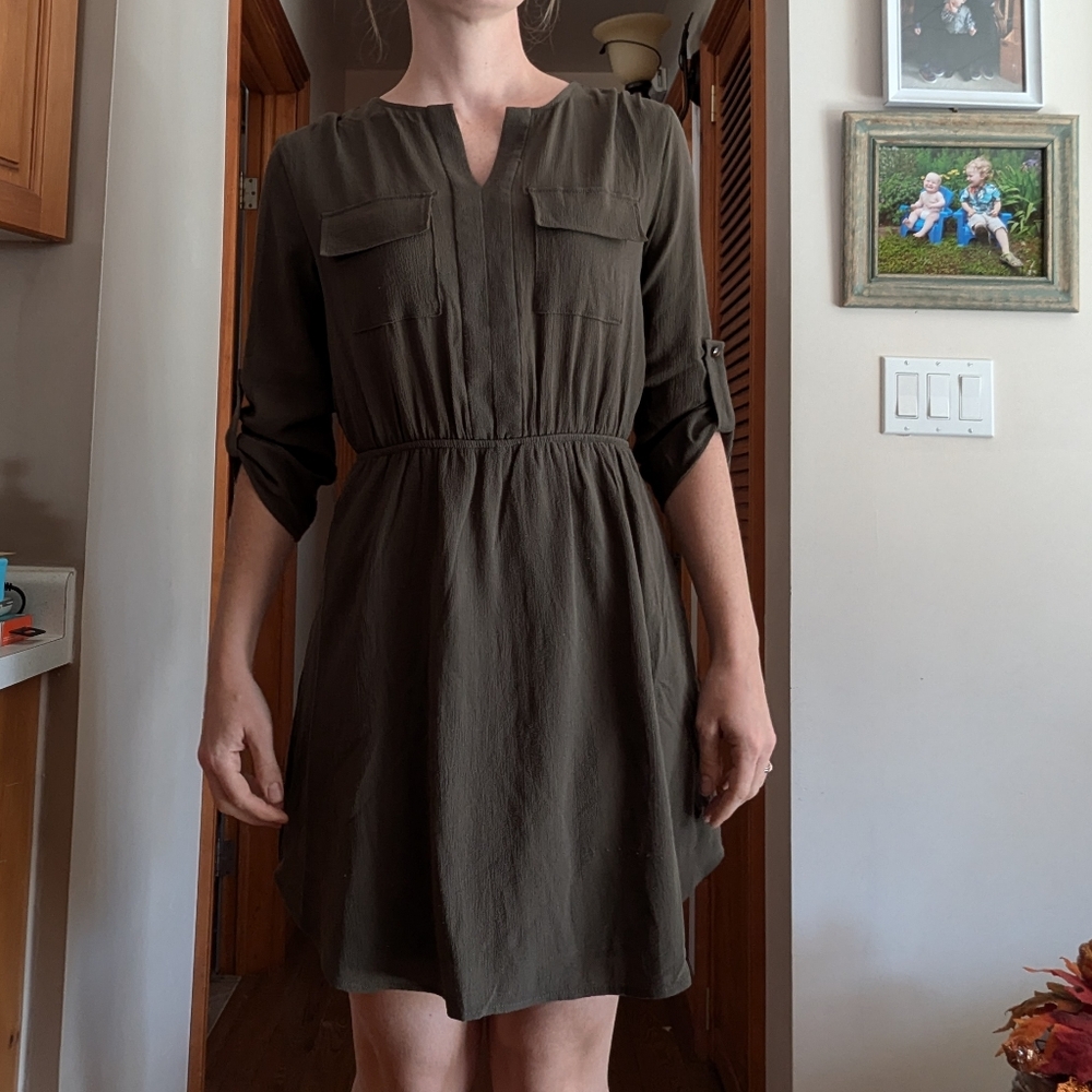 Elegant Olive Green Women's Dress